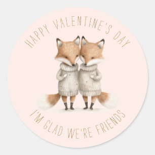 Cute Little Foxes Valentine's Day Classic Round Sticker