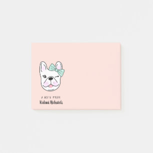 Cute Little French Bulldog Peach Personalized Post-it Notes