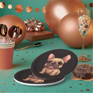 Cute Little French Bulldog Pet Dog Animal Paper Plate