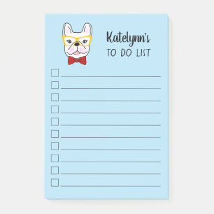 Cute Little Frenchie Blue Personalized Post-it Notes