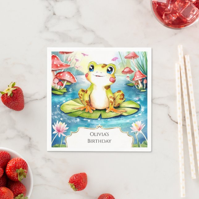 Cute Little Frog Birthday Napkin (Insitu)