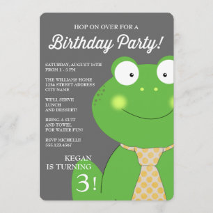 Cute Little Froggy Birthday Party Invite / Tie