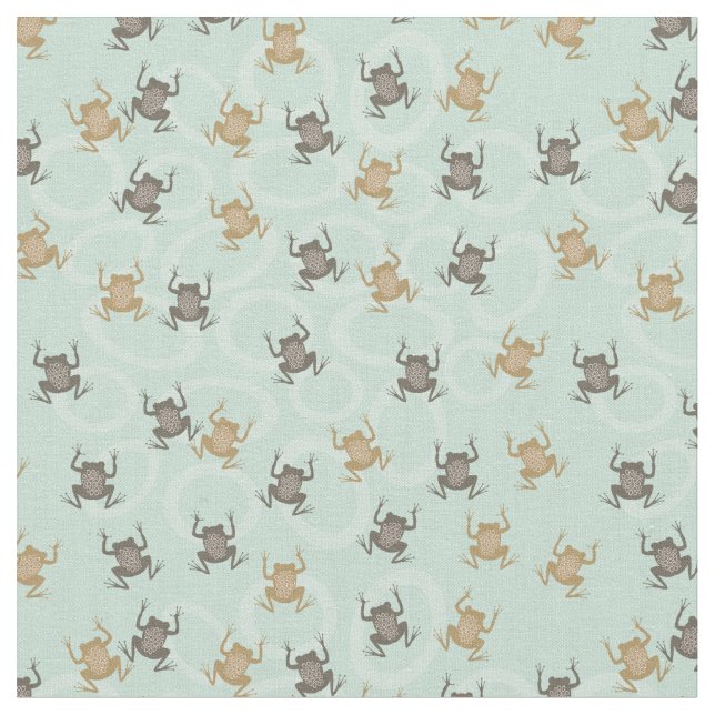 Cute Little Frogs Natural Green Fabric (Close Up)
