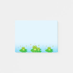 Cute Little Frogs on Light Blue Post-it Notes