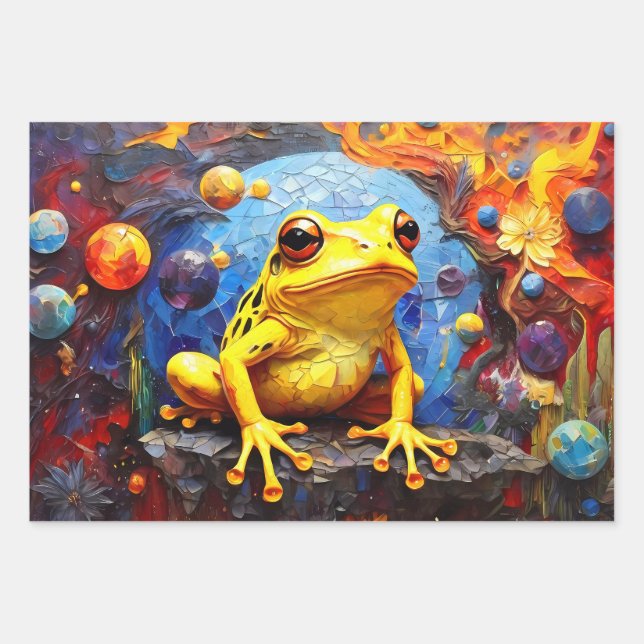 Cute little frogs sitting on a pond Wrapping Paper (Front)