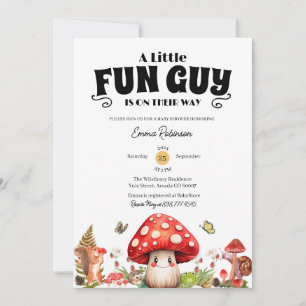 Cute Little FunGuy Fall Snail Mushroom Baby Shower Invitation