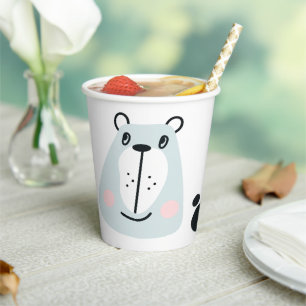 Cute little funny bear paper cups