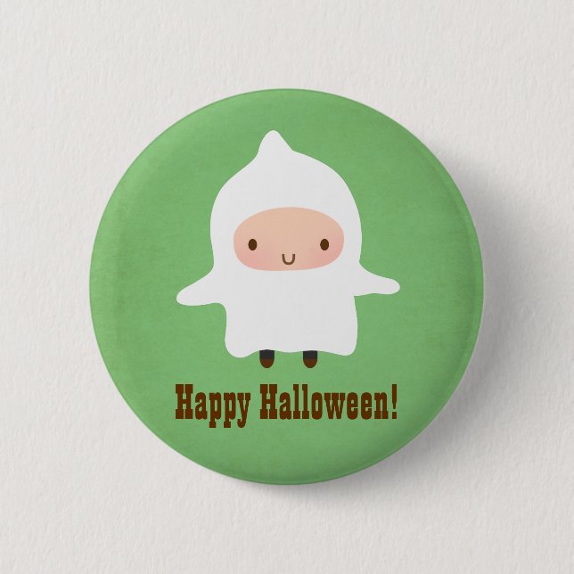 Cute Little Ghost Boy Costume Halloween Button (Front)