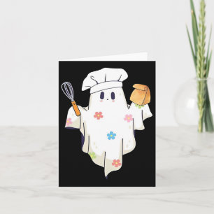 Cute Little Ghost Chef Funny Lunch Lady Cafeteria Card