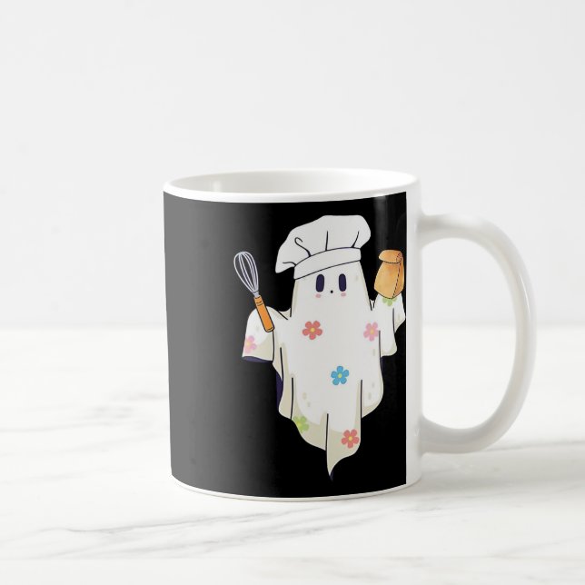 Cute Little Ghost Chef Funny Lunch Lady Cafeteria  Coffee Mug (Right)