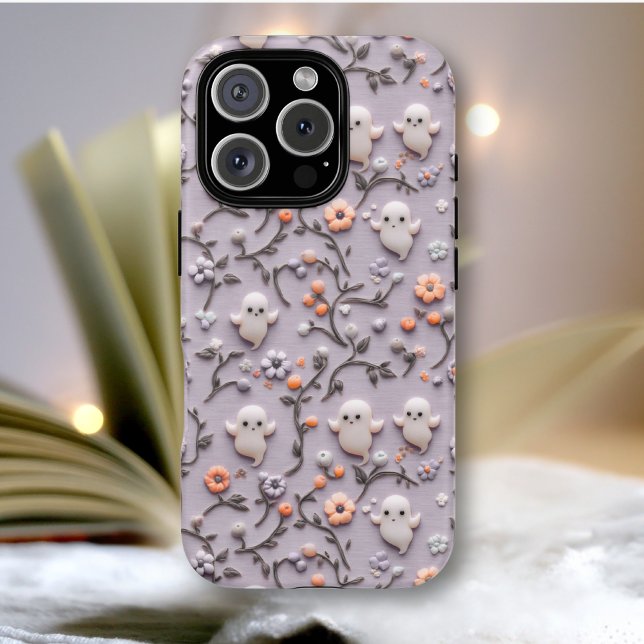 Cute Little Ghost Floral 3D Phone Case (Creator Uploaded)