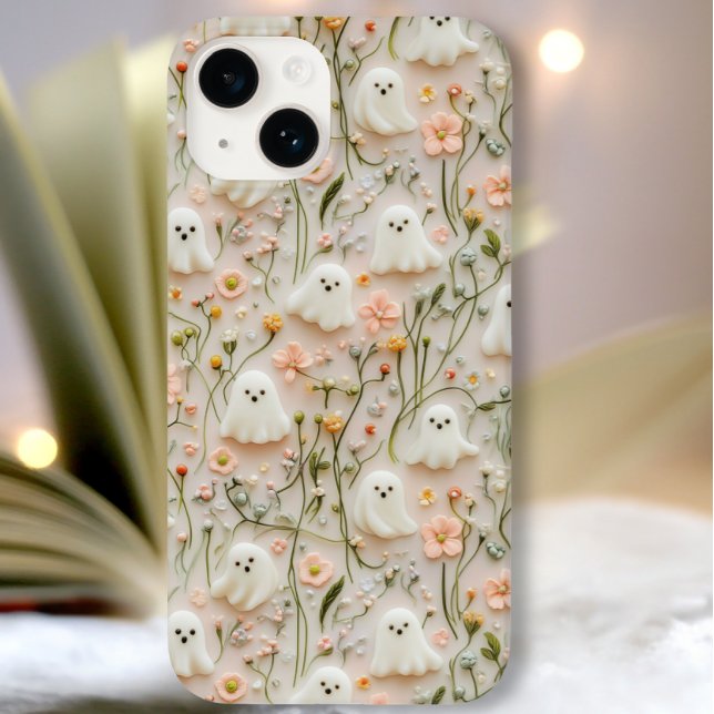 Cute Little Ghost Floral 3D Phone Case (Creator Uploaded)