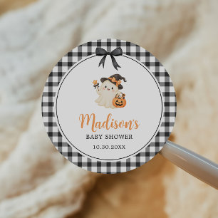Cute Little Ghost Halloween Baby Shower Classic Round Sticker