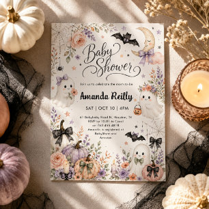 Cute Little Ghost Halloween Baby Shower Invitation