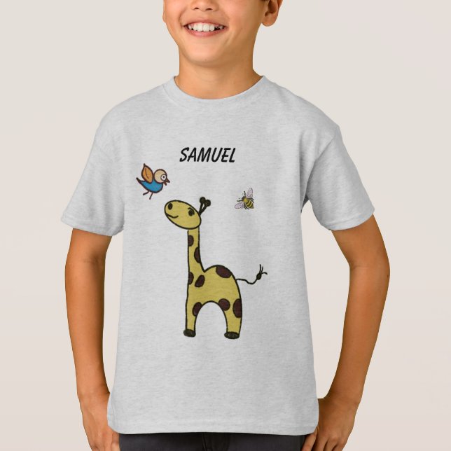 cute little giraffe with balloons T-Shirt (Front)