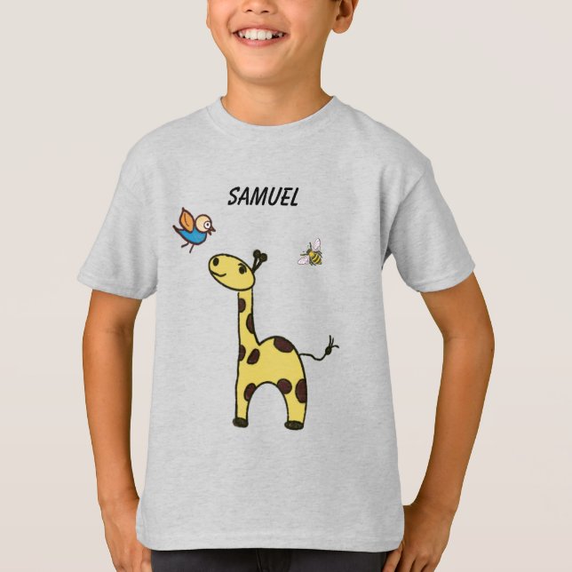 cute little giraffe with balloons T-Shirt (Front)