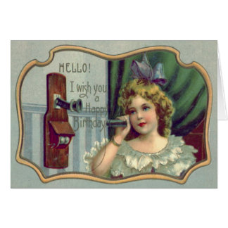 Cute Little Girl Antique Telephone