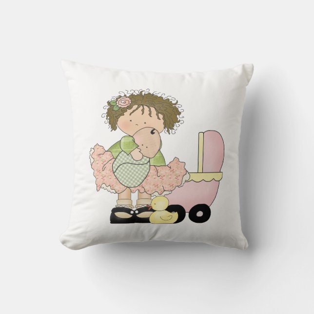 Cute Little Girl/Buggy and Doll Cushion (Front)