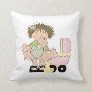 Cute Little Girl/Buggy and Doll Cushion