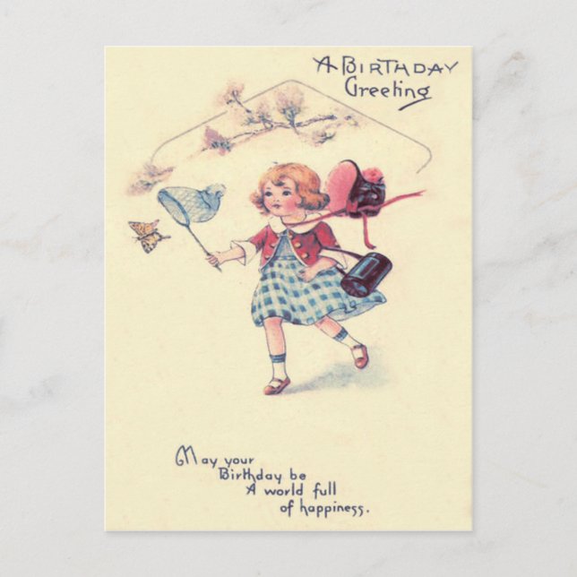 Cute Little Girl Catching Butterfly Postcard (Front)