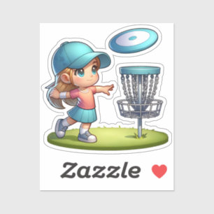 Cute Little Girl Disc Golf Cartoon 