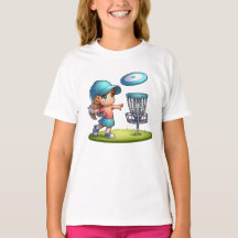 Cute Little Girl Disc Golf Cartoon 