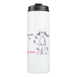 Cute Little Girl drawing with bees Thermal Tumbler