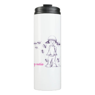 Cute Little Girl drawing with bees Thermal Tumbler
