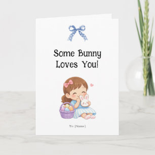 Cute Little Girl Easter Bunny Design Card