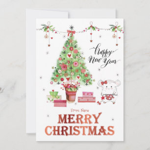 Cute Little Girl Hamster Merry Christmas  Holiday Card