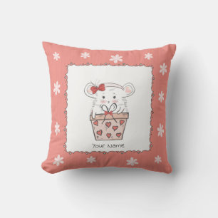 Cute Little Girl Hamster Pink  Cushion