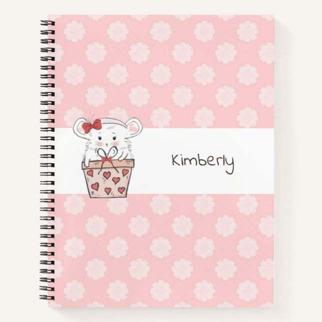 Cute Little Girl Hamster Pink  Notebook (Front)