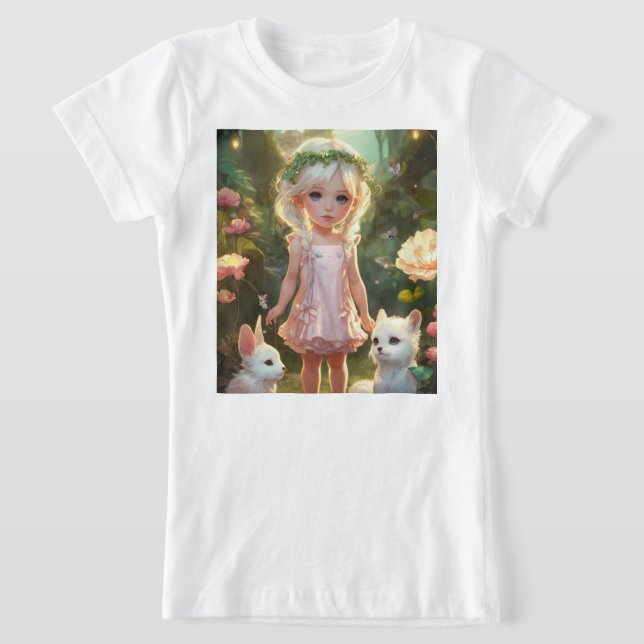 Cute little girl in magic garden T-Shirt (Laydown)