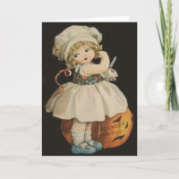 Cute Little Girl Jack O' Lantern Pumpkin
