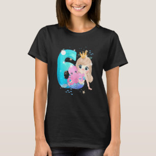 Cute Little Girl Mermaid Six Years Bday 6th Birthd T-Shirt