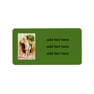 Cute Little Girl Mistletoe Snow Label