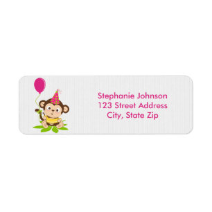 Cute Little Girl Monke Return Address Label