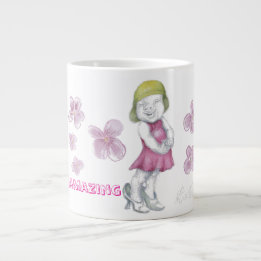 Cute little girl playing dress up large coffee mug