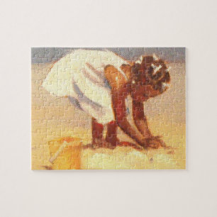 Cute little girl playing in sand jigsaw puzzle