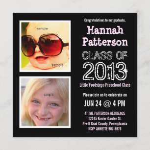 Cute Little Girl Preschool Kindergarten Grad Party Invitation