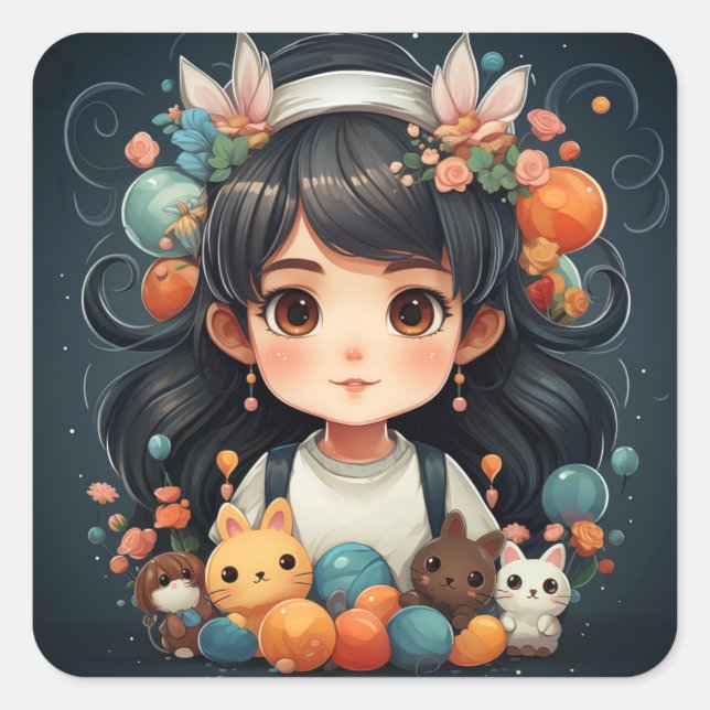 Cute little girl sticker (Front)