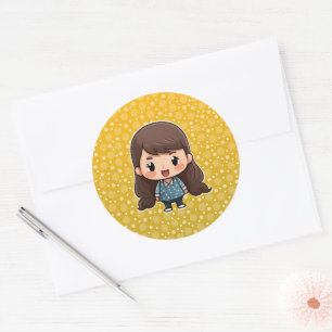 Cute little girl sticker
