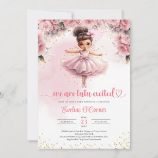 Cute little girl tutu ballerina dress Baby Shower Invitation