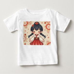 Cute little girl wearing traditional Korean clothi Baby T-Shirt
