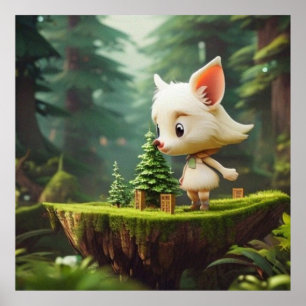 Cute Little Girl white dog in the forest modern Poster