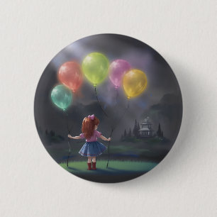 Cute Little Girl with Balloons 6 Cm Round Badge