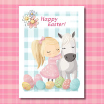 Cute Little Girl with Pony – Horse Easter