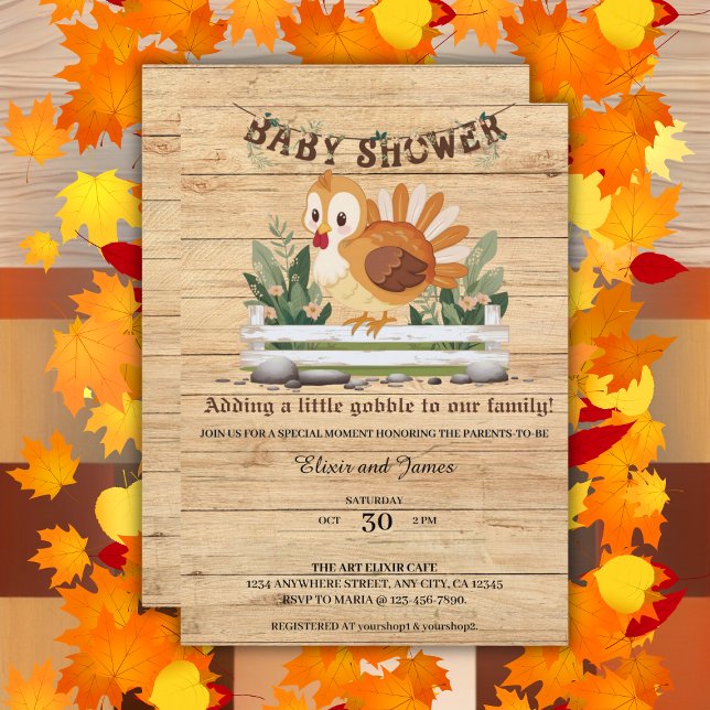Cute Little Gobble Turkey Baby Shower Invitation (Creator Uploaded)