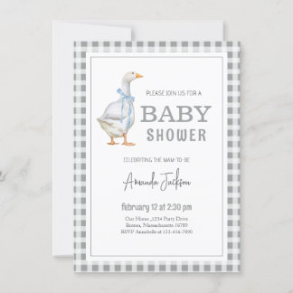 Cute Little Goose Blue Baby shower Invitation