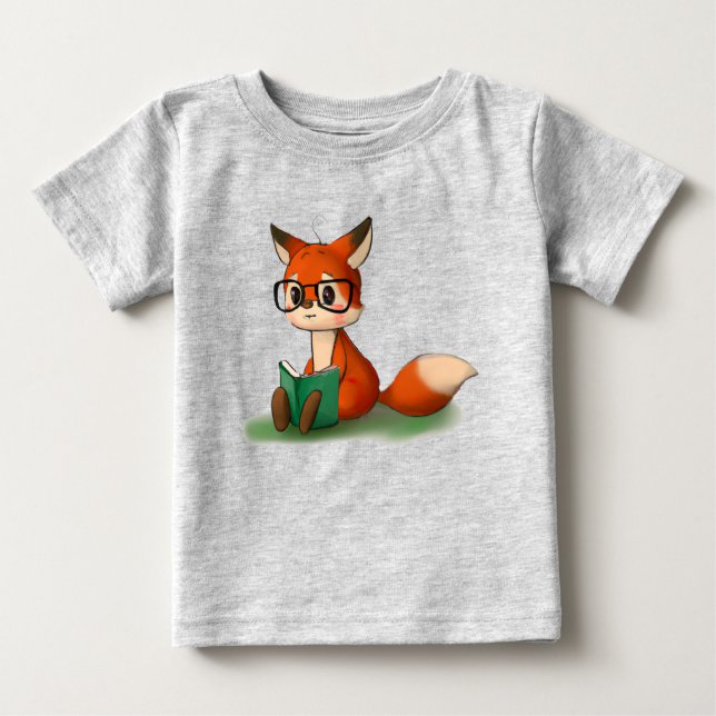 Cute Little Graphic Art Storybook Fox Animal Art   Baby T-Shirt (Front)